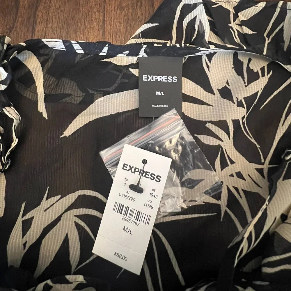 NWT Express Kimonos Sheer Long Line Brown & Tan Top or Cover Up  Size M/L - Picture 10 of 14